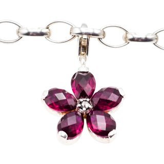 Thomas Sabo Genuine Ruby Sterling Silver Flower Pendant Charm