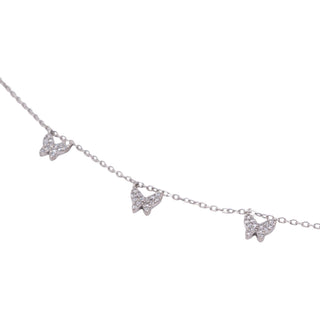 Sterling Silver Clear CZ Seven Butterfly 18 Inch Station Necklace