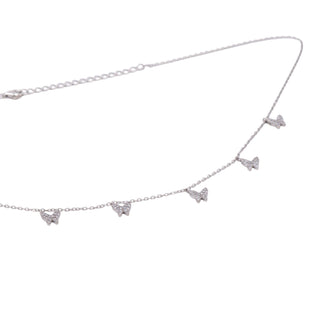 Sterling Silver Clear CZ Seven Butterfly 18 Inch Station Necklace
