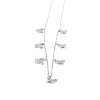Sterling Silver Clear CZ Seven Butterfly 18 Inch Station Necklace