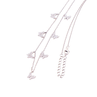Sterling Silver Clear CZ Seven Butterfly 18 Inch Station Necklace