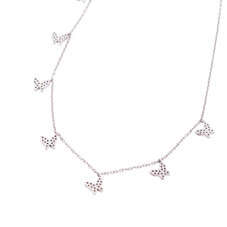 Sterling Silver Clear CZ Seven Butterfly 18 Inch Station Necklace