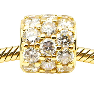 Vintage 14K Yellow Gold Cubic Zirconia Barrel Slider Pendant Charm