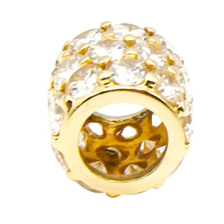 Vintage 14K Yellow Gold Cubic Zirconia Barrel Slider Pendant Charm