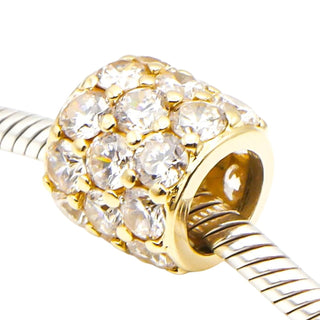 Vintage 14K Yellow Gold Cubic Zirconia Barrel Slider Pendant Charm