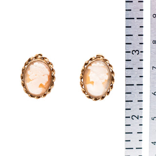 BAL-RON Vintage 18x13mm 12K Gold Filled Shell Cameo French Back Earrings