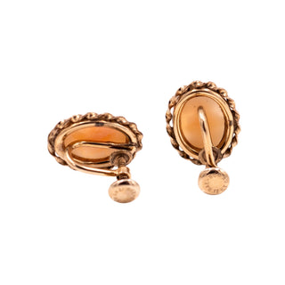 BAL-RON Vintage 18x13mm 12K Gold Filled Shell Cameo French Back Earrings