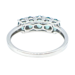 Sterling Silver Indian Ocean Apatite Ring | Size 8 | Five-Stone Oval Band