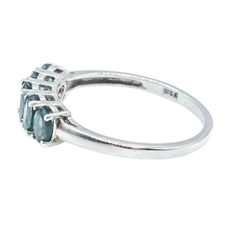 Sterling Silver Indian Ocean Apatite Ring | Size 8 | Five-Stone Oval Band