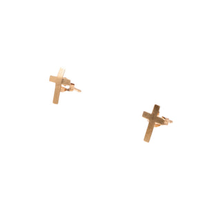 14K Yellow Gold 8mm Cross Stud Earrings