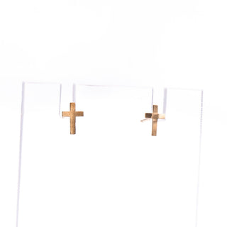 14K Yellow Gold 8mm Cross Stud Earrings