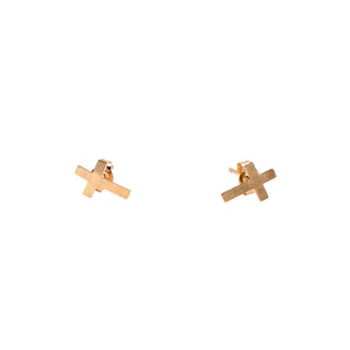 14K Yellow Gold 8mm Cross Stud Earrings