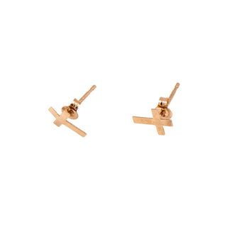14K Yellow Gold 8mm Cross Stud Earrings