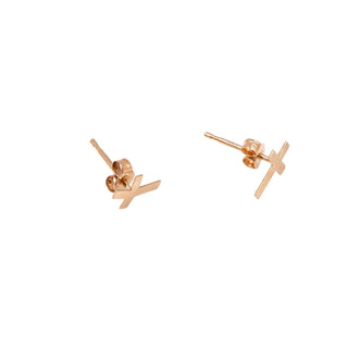 14K Yellow Gold 8mm Cross Stud Earrings