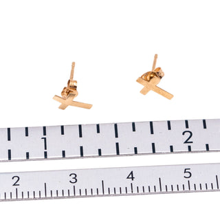 14K Yellow Gold 8mm Cross Stud Earrings