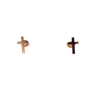 14K Yellow Gold 8mm Cross Stud Earrings
