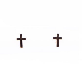 14K Yellow Gold 8mm Cross Stud Earrings