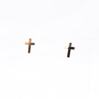 14K Yellow Gold 8mm Cross Stud Earrings