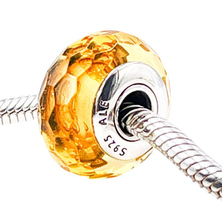 Pandora Golden Fascinating Faceted Murano Glass Sterling Silver Charm