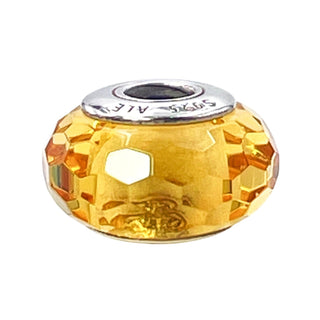 Pandora Golden Fascinating Faceted Murano Glass Sterling Silver Charm