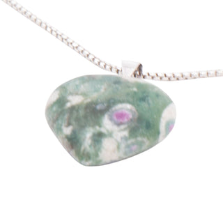 Ruby Zoisite Sterling Silver Heart Gemstone 16 Inch Pendant Necklace