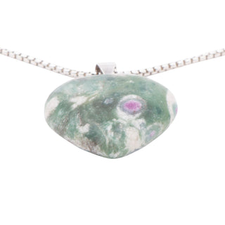 Ruby Zoisite Sterling Silver Heart Gemstone 16 Inch Pendant Necklace