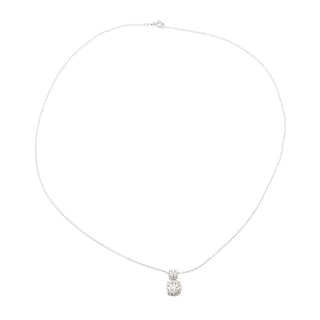 Sterling Silver Pave CZ Double Circle Pendant Necklace 18 Inches