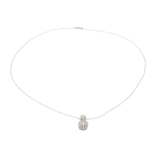Sterling Silver Pave CZ Double Circle Pendant Necklace 18 Inches