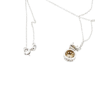 Sterling Silver Pave CZ Double Circle Pendant Necklace 18 Inches