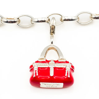 Thomas Sabo Red Handbag Sterling Silver Charm Pendant  With Red Enamel