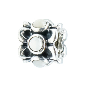 Pandora Retired Forget Me Not White Agate Sterling Silver Flower Charm