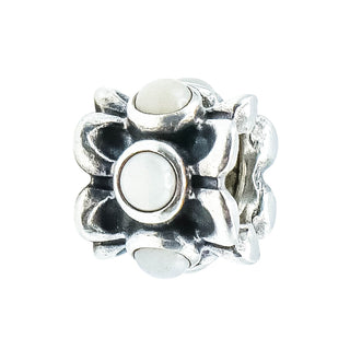 Pandora Retired Forget Me Not White Agate Sterling Silver Flower Charm