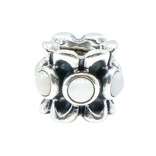 Pandora Retired Forget Me Not White Agate Sterling Silver Flower Charm