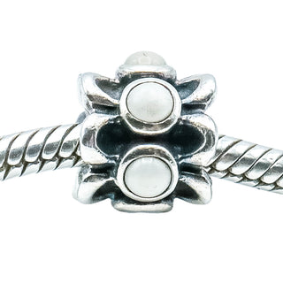 Pandora Retired Forget Me Not White Agate Sterling Silver Flower Charm