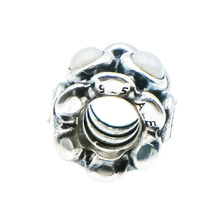 Pandora Retired Forget Me Not White Agate Sterling Silver Flower Charm