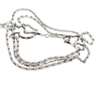 Vintage Crown Trifari Silver Tone Snail Chain Necklace Size 54 Inches