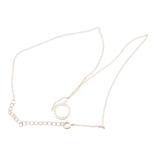 Rose Gold Tone Sterling Silver Pave CZ Circle Necklace 16 to 18 Inches