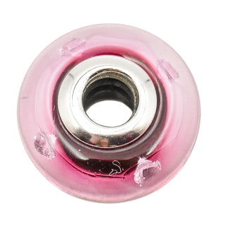 Pandora Rare Retired Cerise Heart Murano Glass Sterling Silver Charm With Clear Zirconia