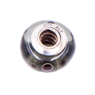 Pandora Retired Black Bubbles Murano Glass Sterling Silver Charm Bead
