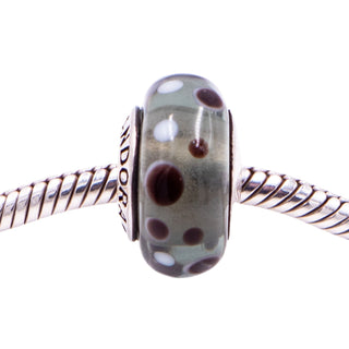 Pandora Retired Black Bubbles Murano Glass Sterling Silver Charm Bead