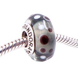 Pandora Retired Black Bubbles Murano Glass Sterling Silver Charm Bead