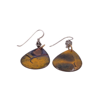 Sterling Silver 2 Inch Enameled Copper Teardrop Dangle Earrings
