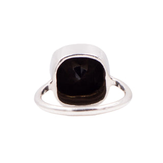 Black Onyx Sterling Silver Cushion Cut Bezel Set Pinky Cocktail Ring Size 4