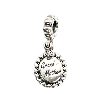 Pandora Retired Grandmother Sterling Silver Clear CZ Grandma Dangle Charm