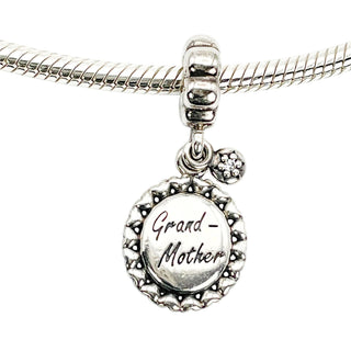 Pandora Retired Grandmother Sterling Silver Clear CZ Grandma Dangle Charm