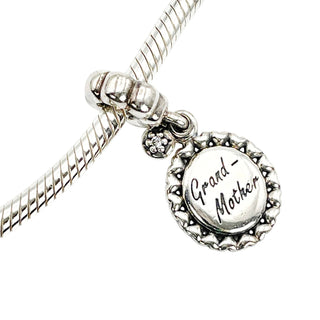 Pandora Retired Grandmother Sterling Silver Clear CZ Grandma Dangle Charm