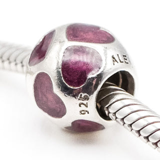 Pandora Love You Purple Retired Sterling Silver Charm With Enamel