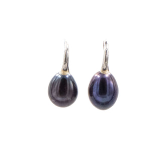 Sterling Silver 0.75 Inch Black Pearl Drop Earrings