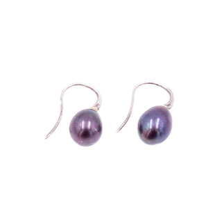Sterling Silver 0.75 Inch Black Pearl Drop Earrings