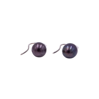 Sterling Silver 0.75 Inch Black Pearl Drop Earrings